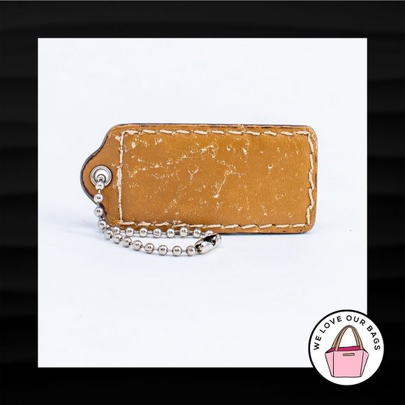 2.25" Medium COACH BROWN LEATHER KEY FOB BAG CHARM KEYCHAIN HANGTAG TAG - Picture 2 of 2